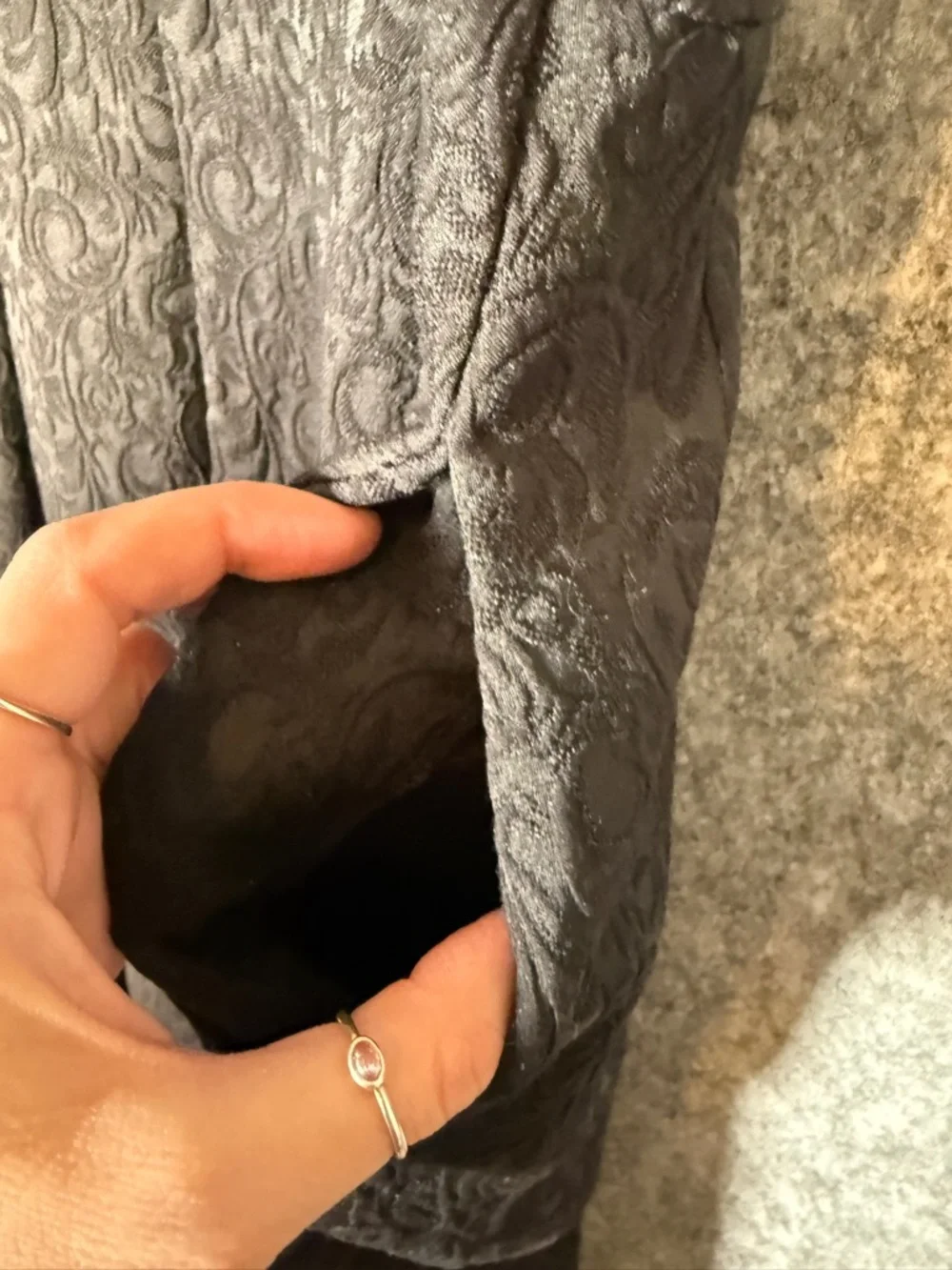 WHBM White House Black Market Black Jaquard Velvet Trim Dress Pinup Goth 8 - Picture 4 of 8